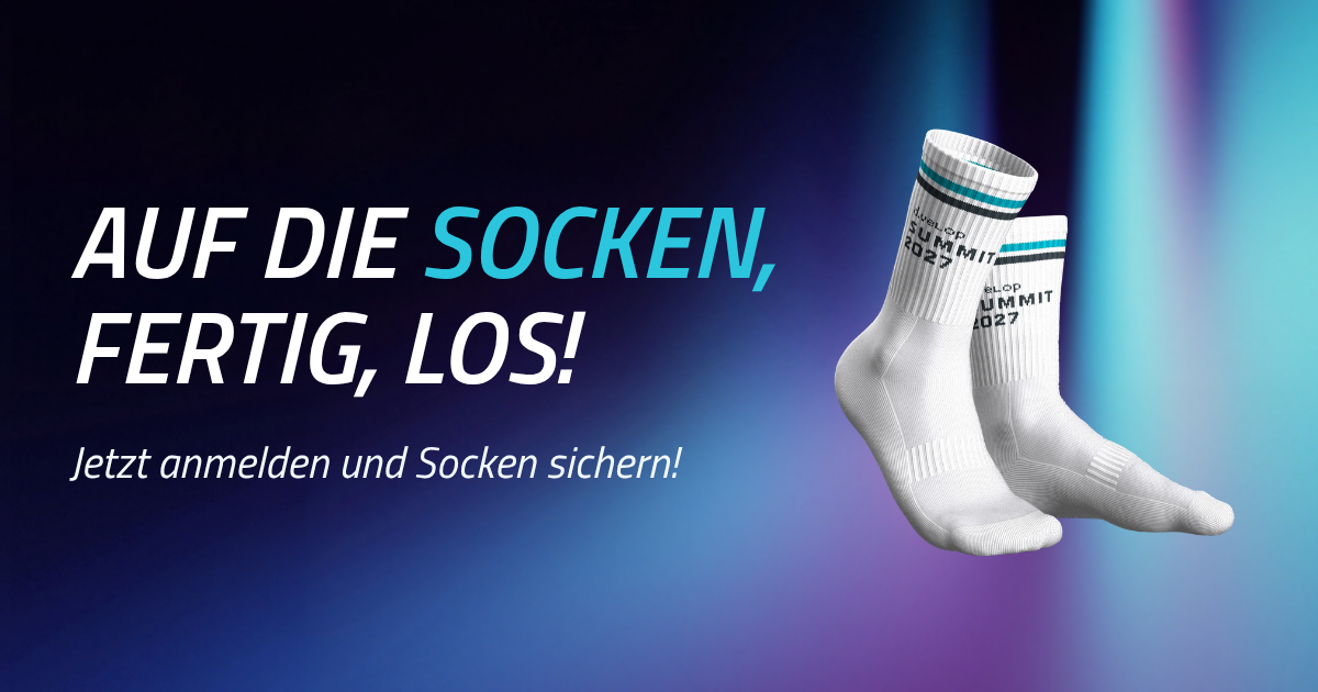 Headergrafik Website DE - d.velop SUMMIT 2026Auf die Socken, fertig, los!